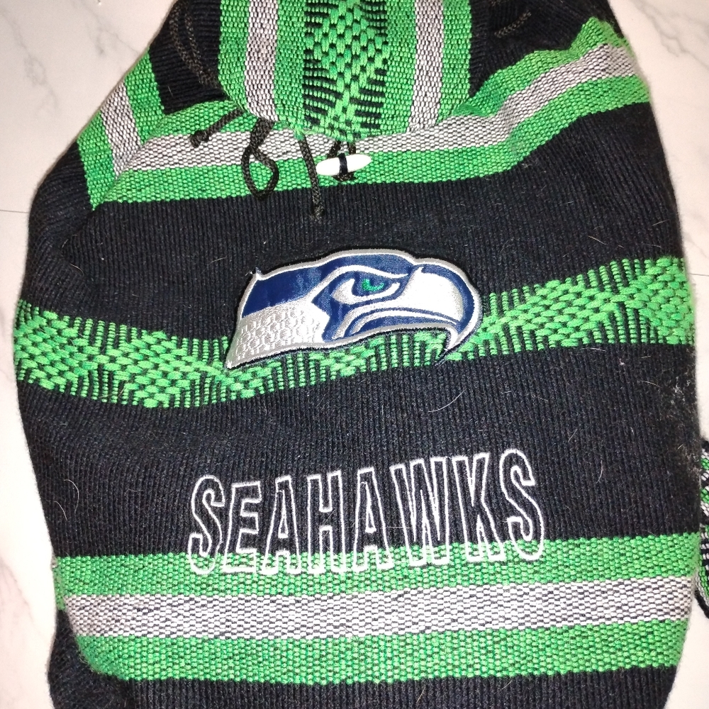 Seattle Seahawks Backpack Woven Cloth Book Boho Travel Bag Sack Sporty Tote